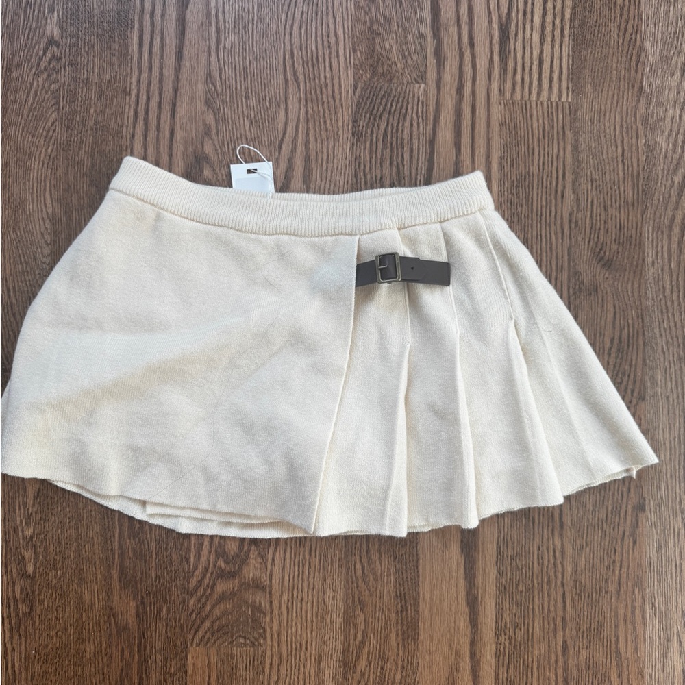 Frankie's Bikinis Gray Skater Mini Skirt with Tie Front
